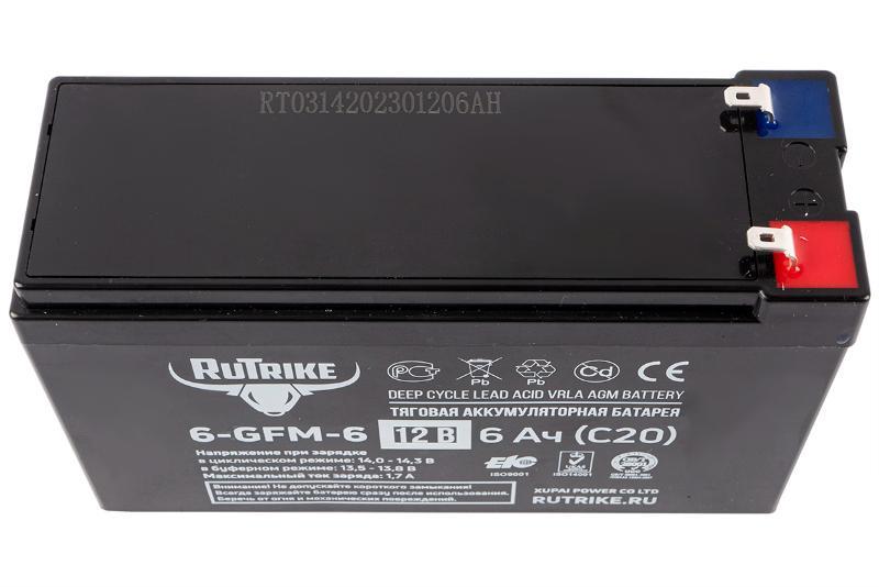 Тяговый аккумулятор RuTrike 6-GFM-6 (12V6A/H C20) - фото 2 - id-p203975539