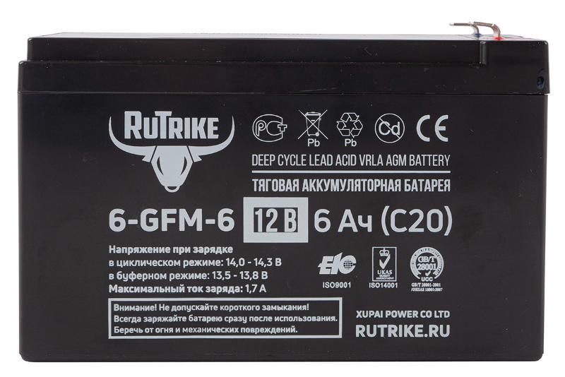 Тяговый аккумулятор RuTrike 6-GFM-6 (12V6A/H C20) - фото 3 - id-p203975539