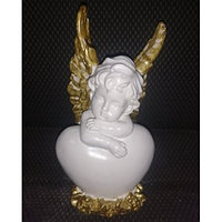 Статуэтка ангел мини сердце белый/золото 14 см арт. ДС-1018