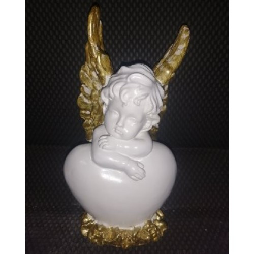 Статуэтка ангел мини сердце белый/золото 14 см арт. ДС-1018 - фото 1 - id-p195031010
