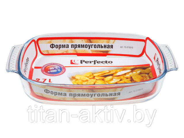 Форма из жаропрочного стекла, 2.7 л, прямоугольная, 344х223х61 мм, PERFECTO LINEA