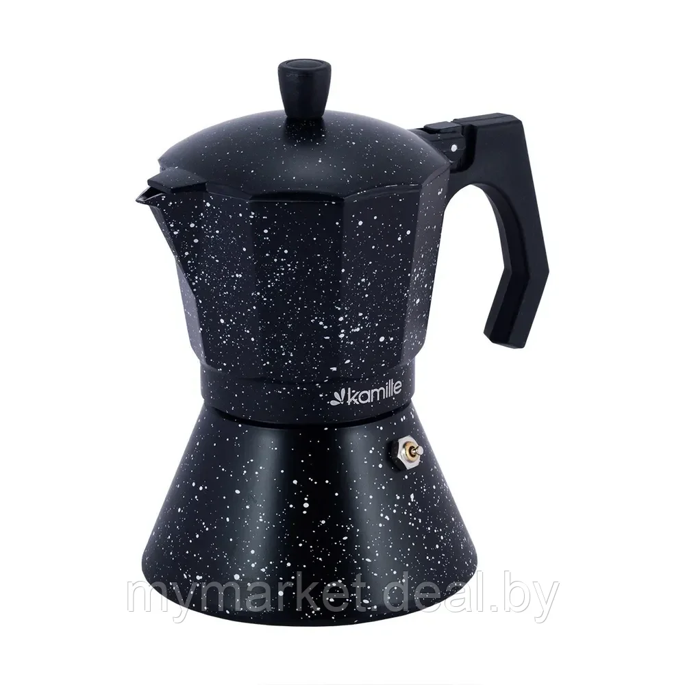 Гейзерная кофеварка алюминиевая 300 мл на 6 порции для всех типов плит Kamille - фото 1 - id-p203987685