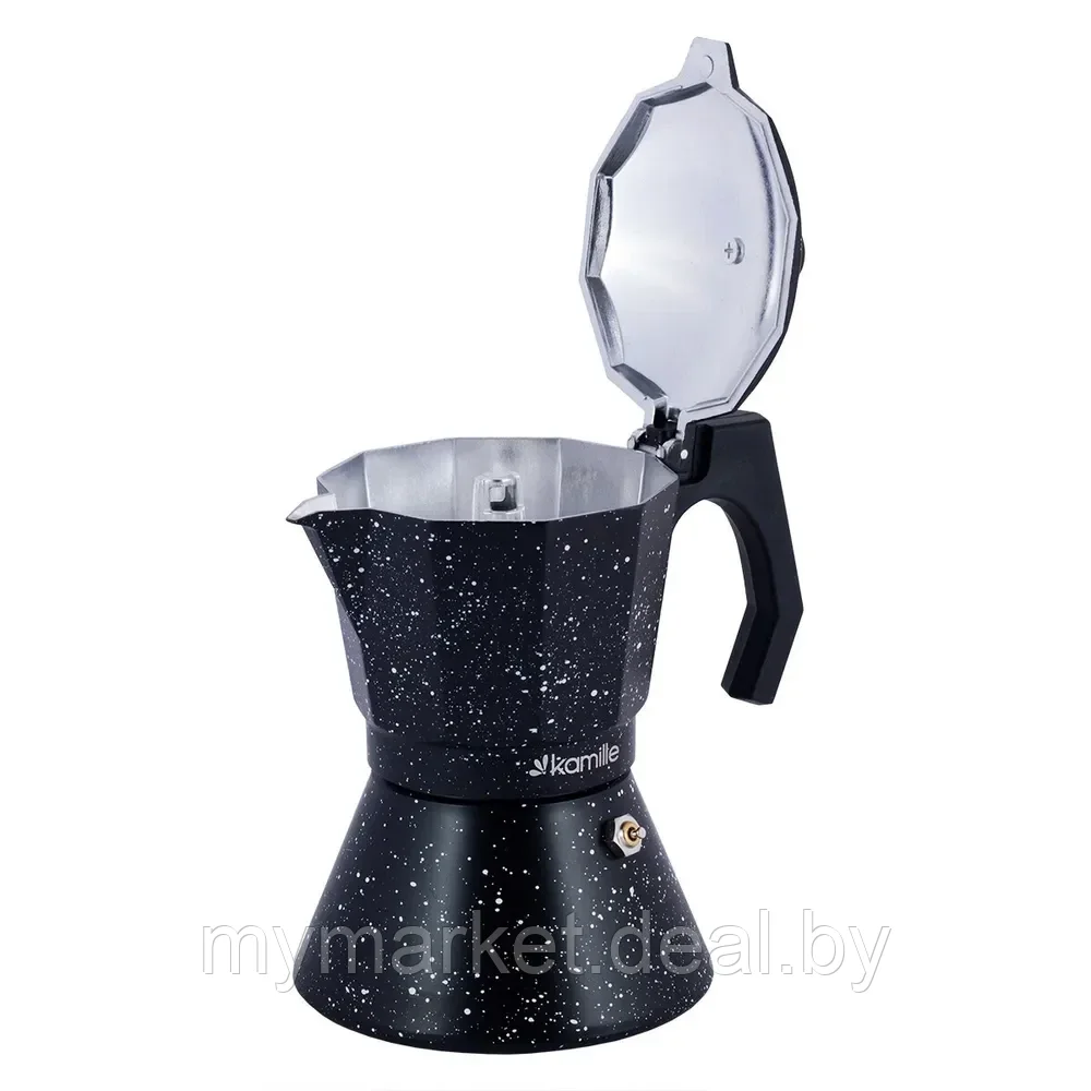 Гейзерная кофеварка алюминиевая 300 мл на 6 порции для всех типов плит Kamille - фото 2 - id-p203987685