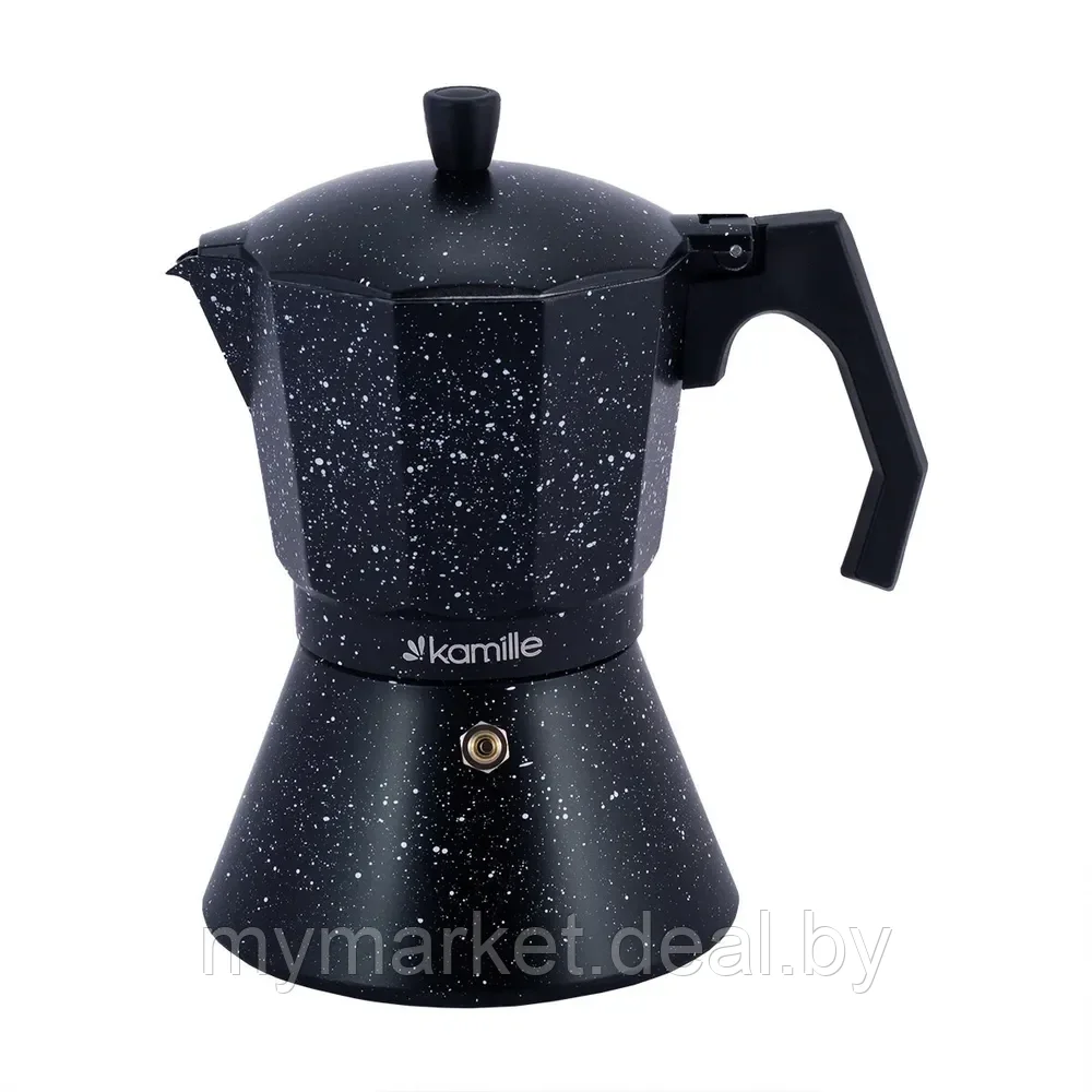 Гейзерная кофеварка алюминиевая 450 мл на 9 порции для всех типов плит Kamille 2513MR - фото 1 - id-p203987686