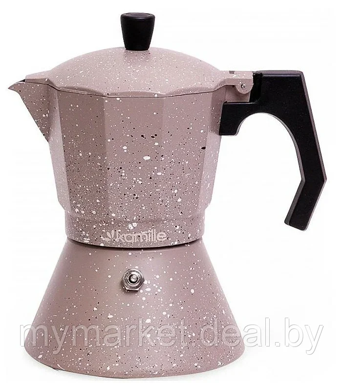 Гейзерная кофеварка алюминиевая 450 мл на 9 порции для всех типов плит Kamille 2518GR - фото 1 - id-p203987690
