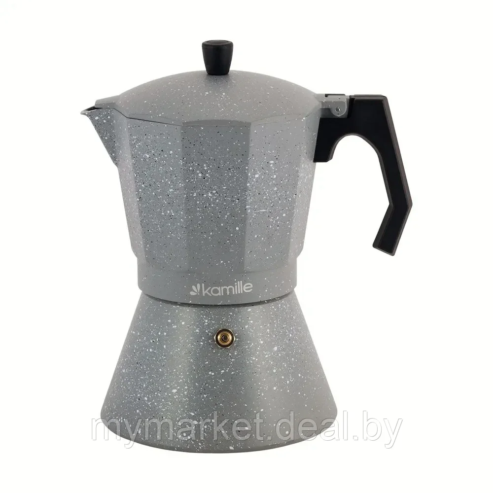 Гейзерная кофеварка алюминиевая 600 мл на 12 порций для всех типов плит Kamille - фото 1 - id-p203987691