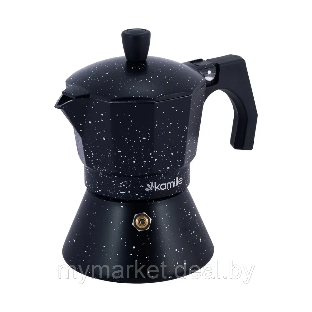 Гейзерная кофеварка алюминиевая 150 мл на 3 порции для всех типов плит Kamille 2511MR - фото 1 - id-p203987693