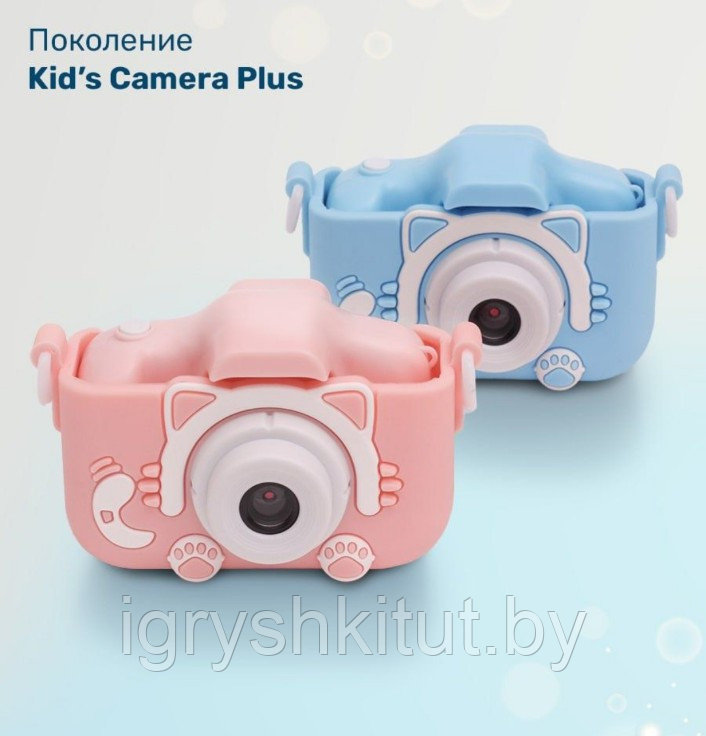 Детский цифровой фотоаппарат голубой Котик + Карта 8GB в подарок - фото 3 - id-p203988972