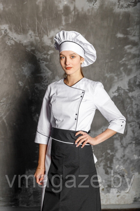 Колпак шеф-повара,поварской, женский (с отделкой,цвет белый) - фото 1 - id-p203989018