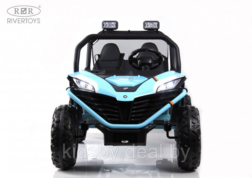 Детский электромобиль RiverToys P555PP (голубой) Buggy Двухместный с пультом - фото 2 - id-p202061005