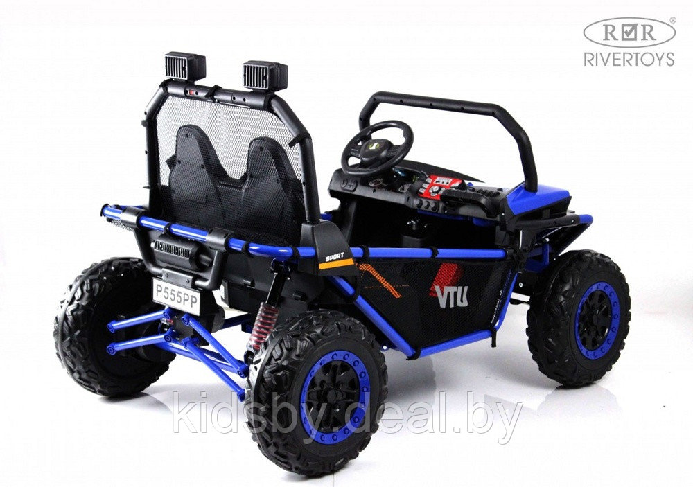 Детский электромобиль RiverToys P555PP (темно-синий) Buggy Двухместный с пультом - фото 5 - id-p202061009