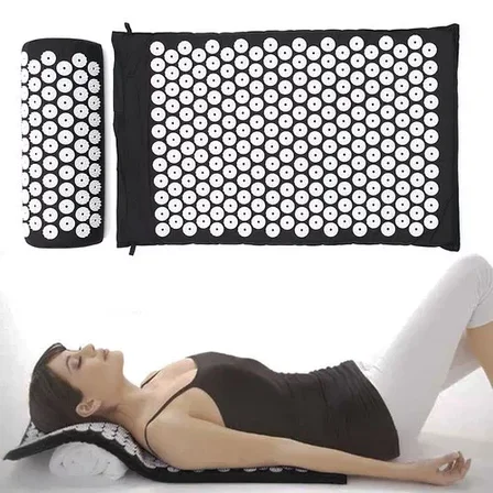Набор для акупунктурного массажа 2 в 1: акупунктурный коврик + акупунктурная подушка ( чёрный), фото 2