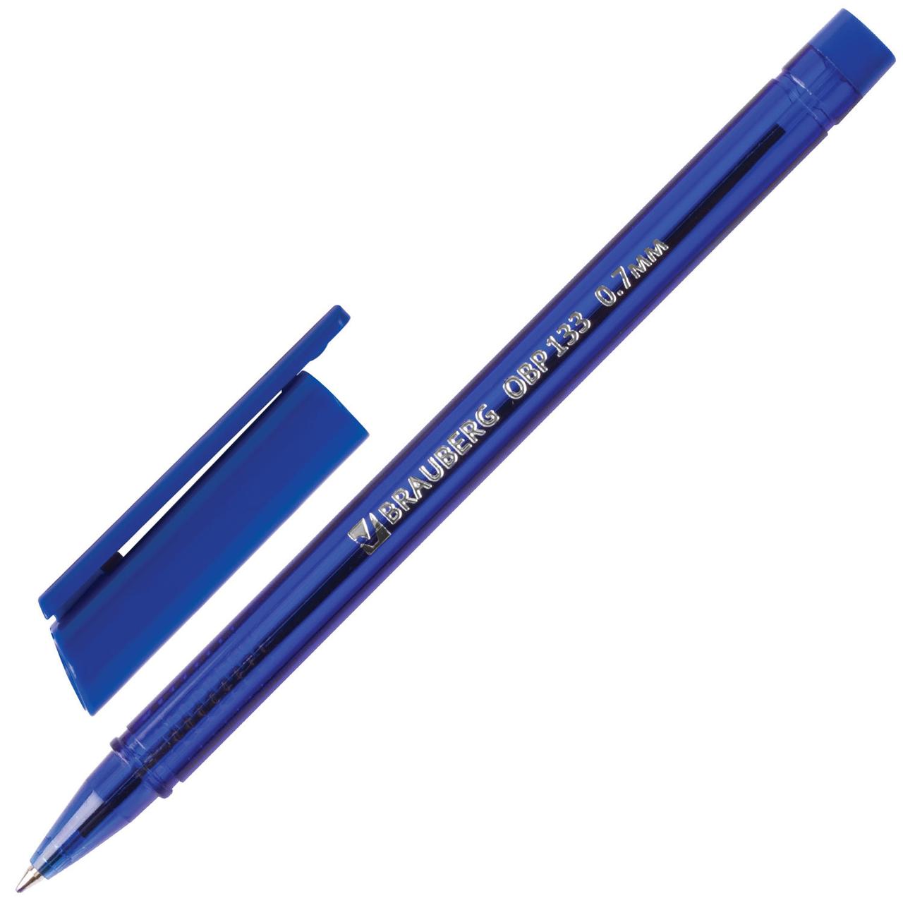 Ручка шариковая масляная BRAUBERG СИНЯЯ, корпус тониров., синий, 0.7мм, линия 0.3мм, 142709 - фото 1 - id-p203996189
