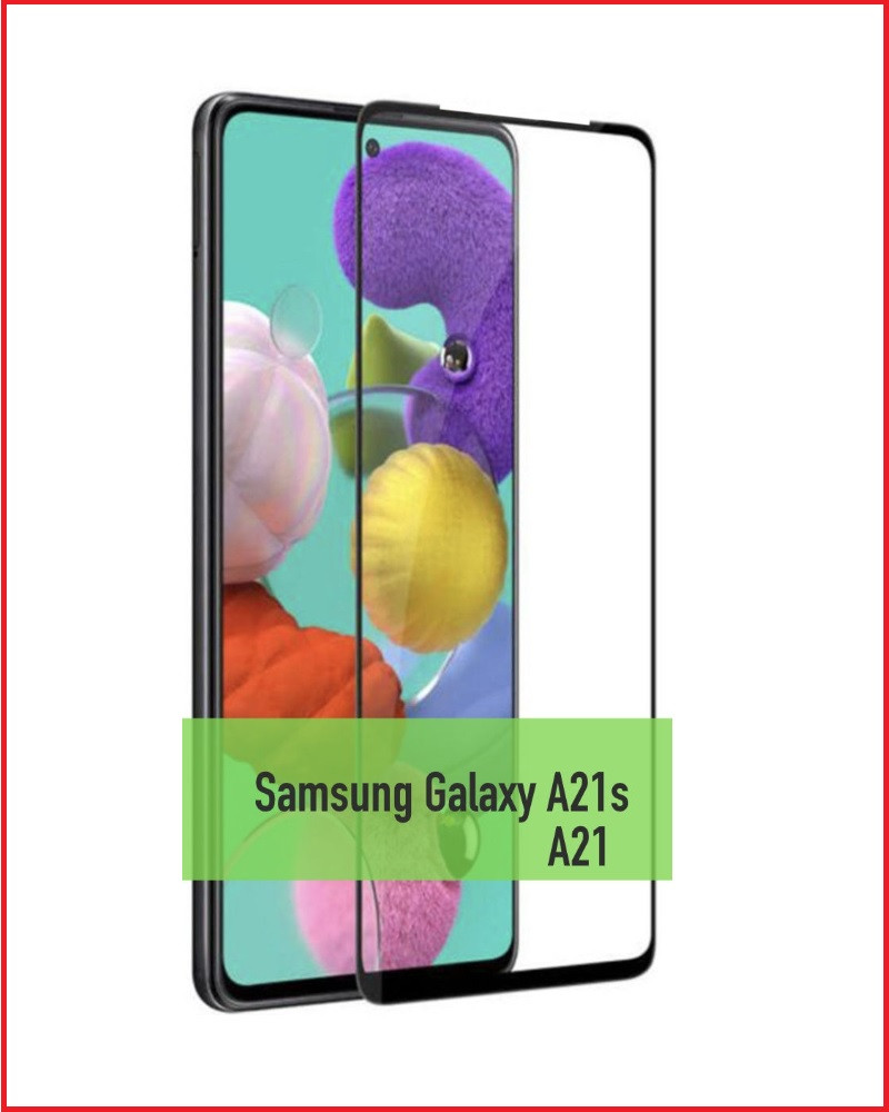 Защитное стекло Full-Screen для Samsung Galaxy A21 черный SM-A215 (5D-9D с полной проклейкой)