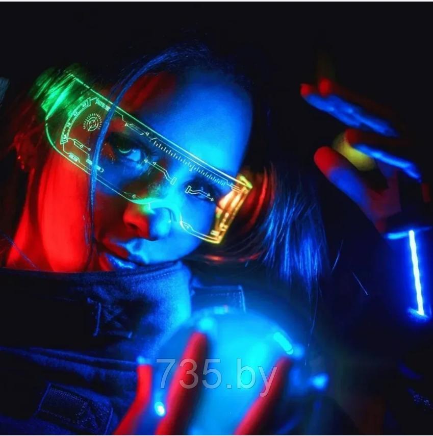 Очки светящиеся светодиодные неоновые в стиле Киберпанк (Cyberpunk) для Тик тока (TikTok) - фото 1 - id-p204013678