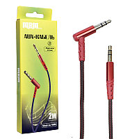AUX кабель 3,5 на 3,5 мм MRM, 3pin, 2м,угловой, красный