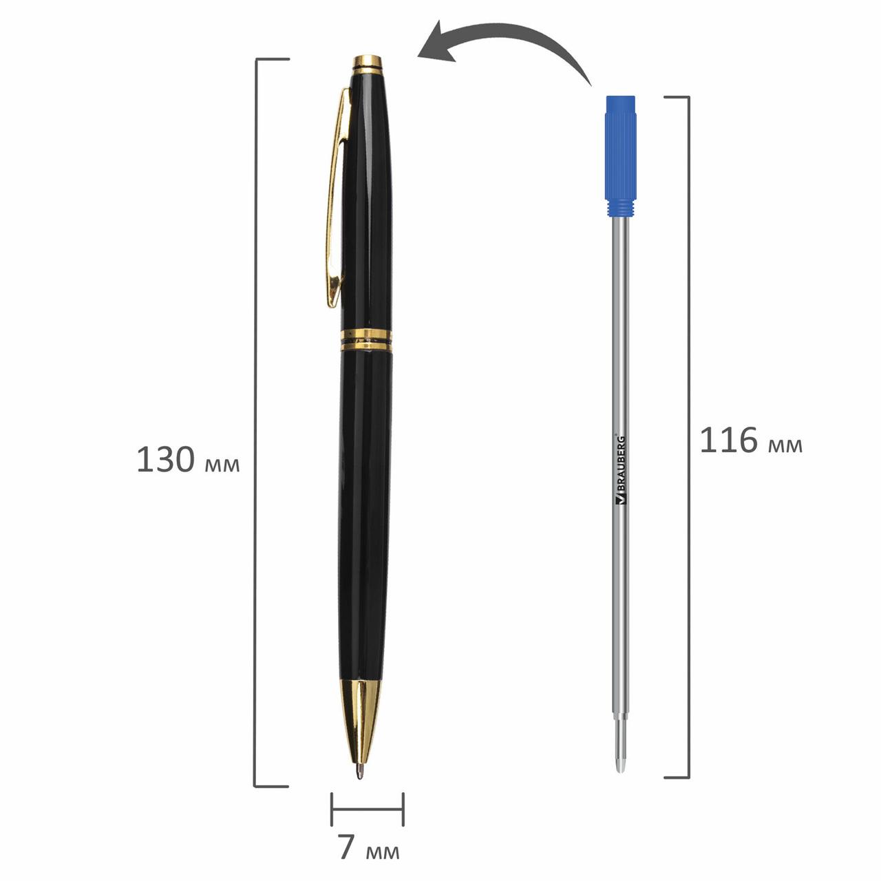 Ручка шариковая BRAUBERG бизнес-класса, корпус черный, золот. детали, 141411, синяя - фото 2 - id-p200094463