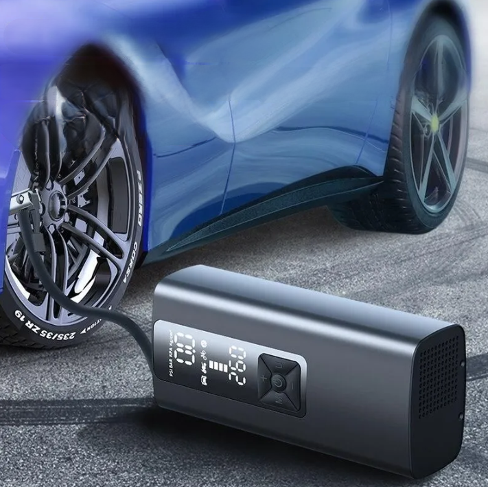 Портативный автомобильный компрессор Air Pump с функцией Powerbank c LED-дисплеем (зарядка USB, емкость батаре - фото 2 - id-p204024565