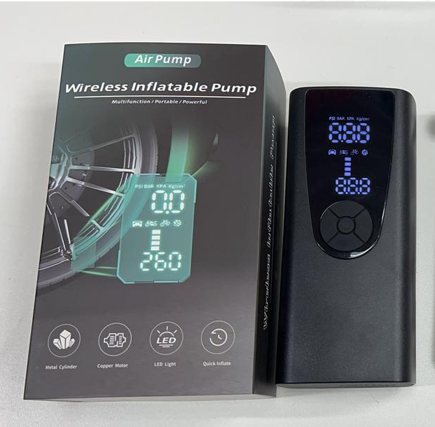 Портативный автомобильный компрессор Air Pump с функцией Powerbank c LED-дисплеем (зарядка USB, емкость батаре - фото 3 - id-p204024565