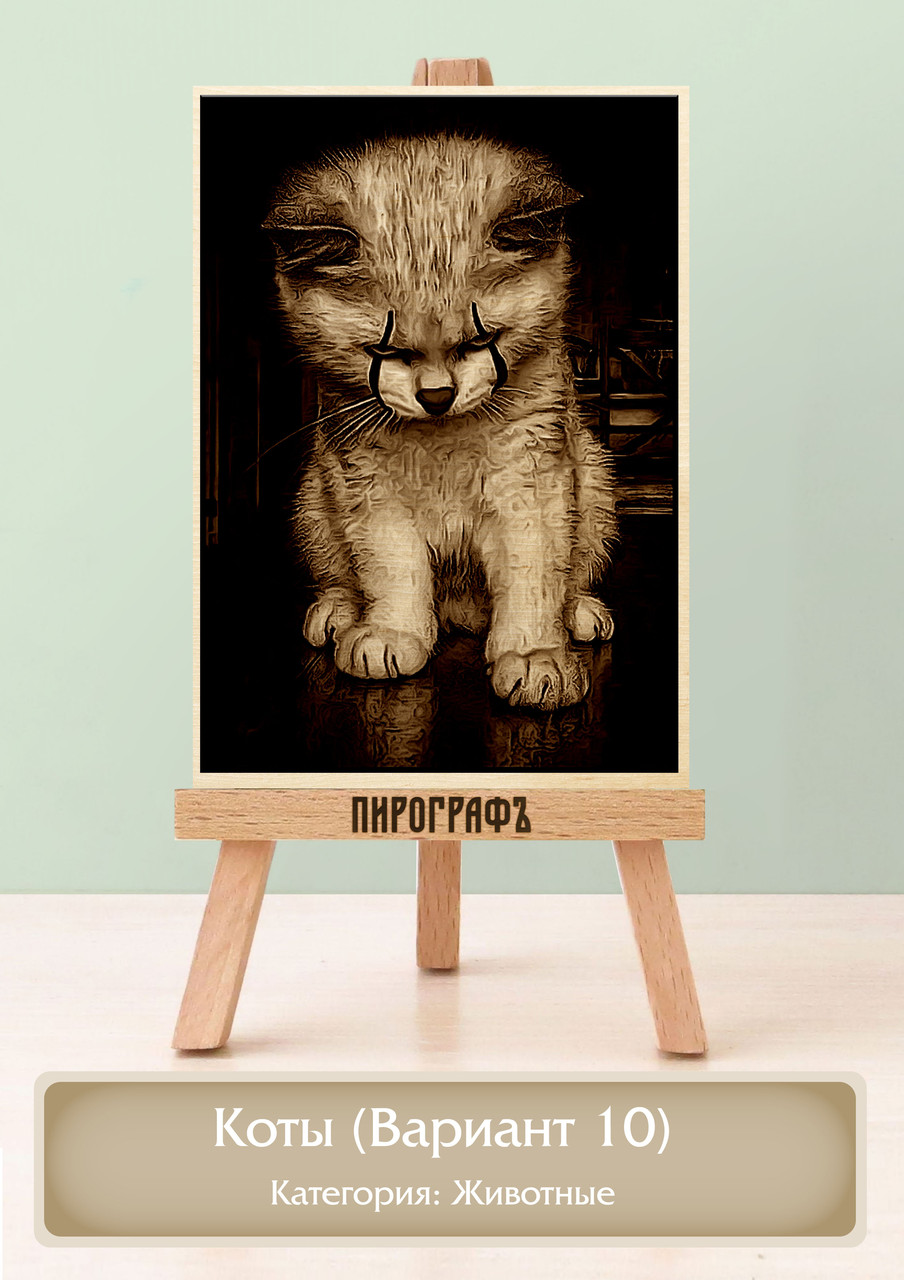 Картины и портреты (выжигание на холсте) Коты (Вариант 10) А3 (30х40см).  деревянные под заказ