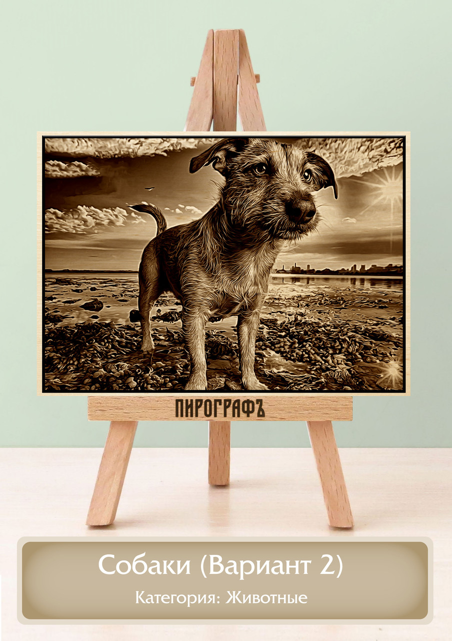 Картины и портреты (выжигание на холсте) Собаки (Вариант 2) А4 (21х30см).  деревянные под заказ