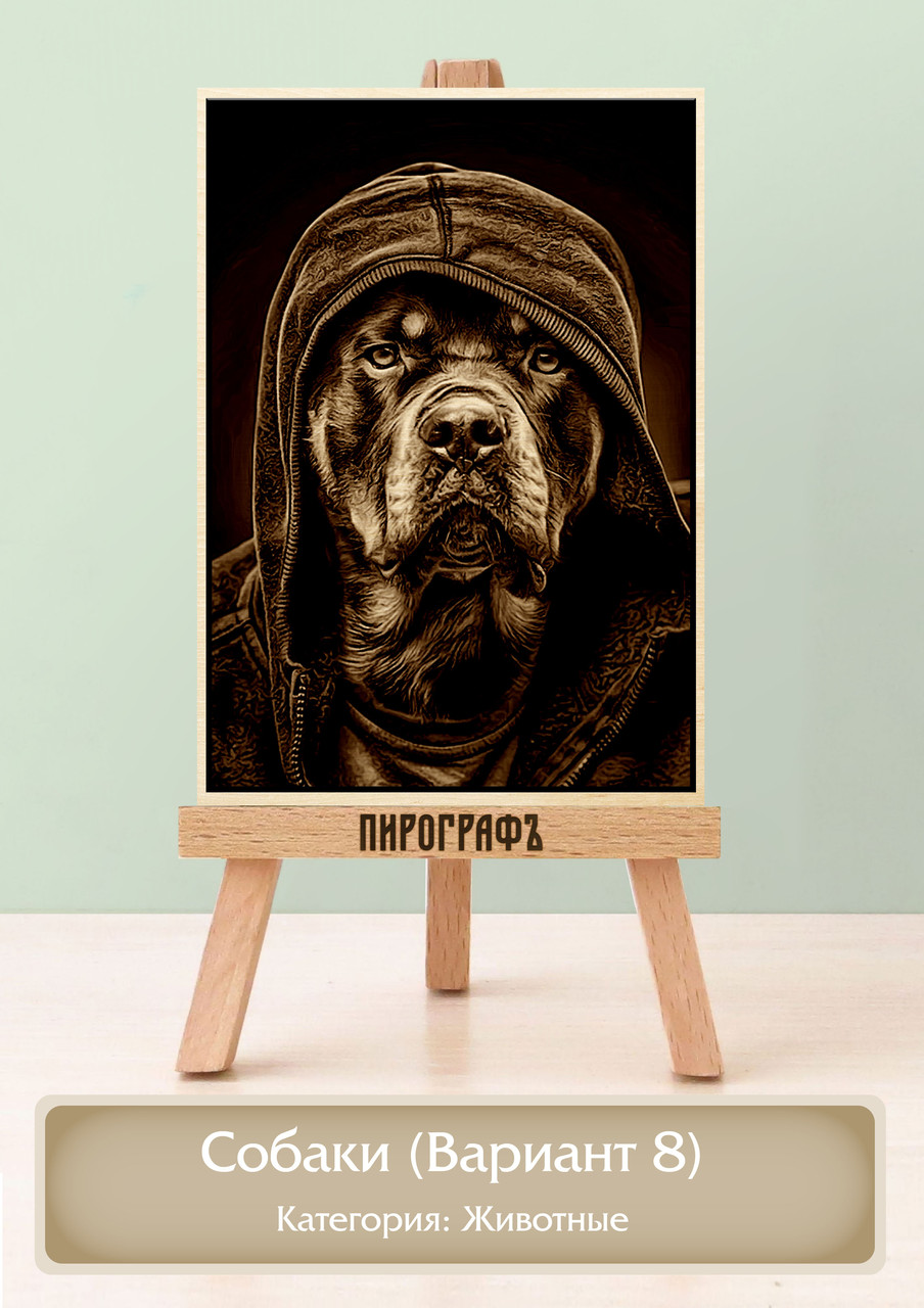 Картины и портреты (выжигание на холсте) Собаки (Вариант 8) А3 (30х40см).  деревянные под заказ