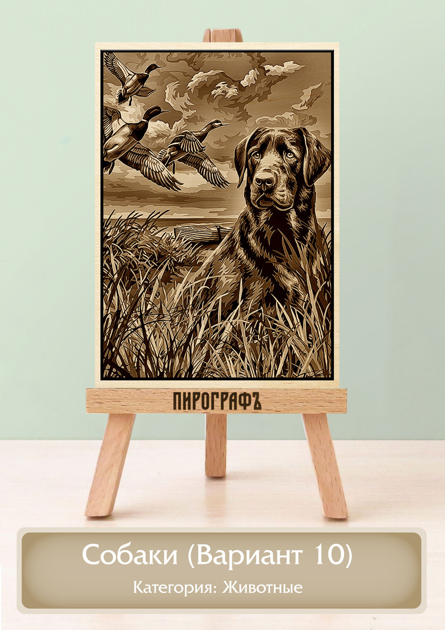 Картины и портреты (выжигание на холсте) Собаки (Вариант 10) А4 (21х30см).  деревянные под заказ