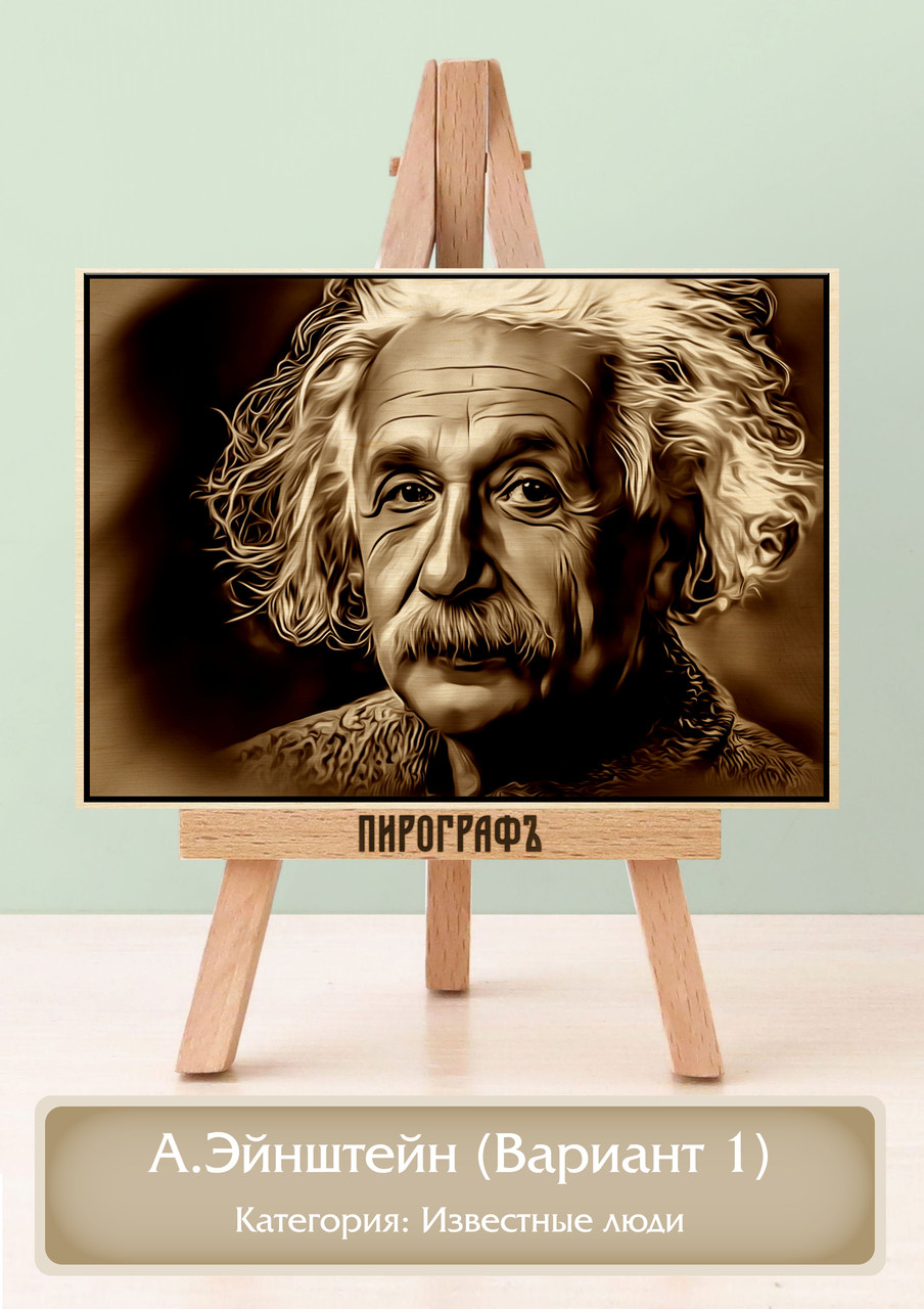 Картины и портреты (выжигание на холсте) Эйнштейн (Вариант 1) А4 (21х30см).  деревянные под заказ