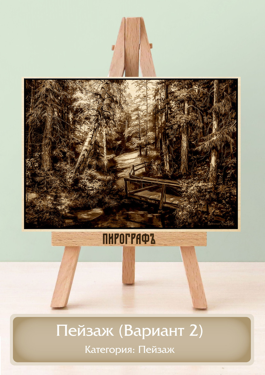 Картины и портреты (выжигание на холсте) Пейзаж (Вариант 2) А3 (30х40см).  деревянные под заказ