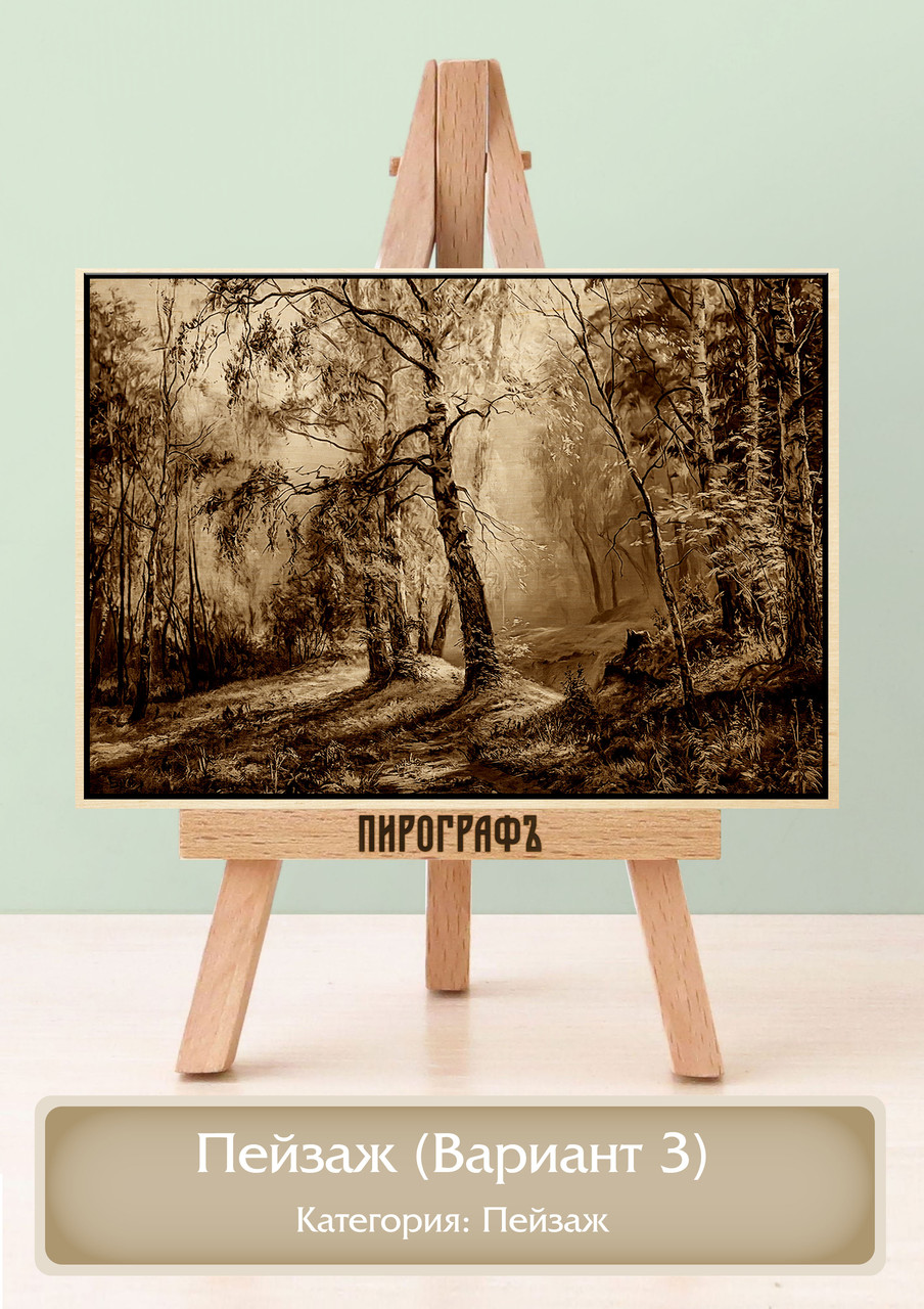 Картины и портреты (выжигание на холсте) Пейзаж (Вариант 3) А3 (30х40см).  деревянные под заказ