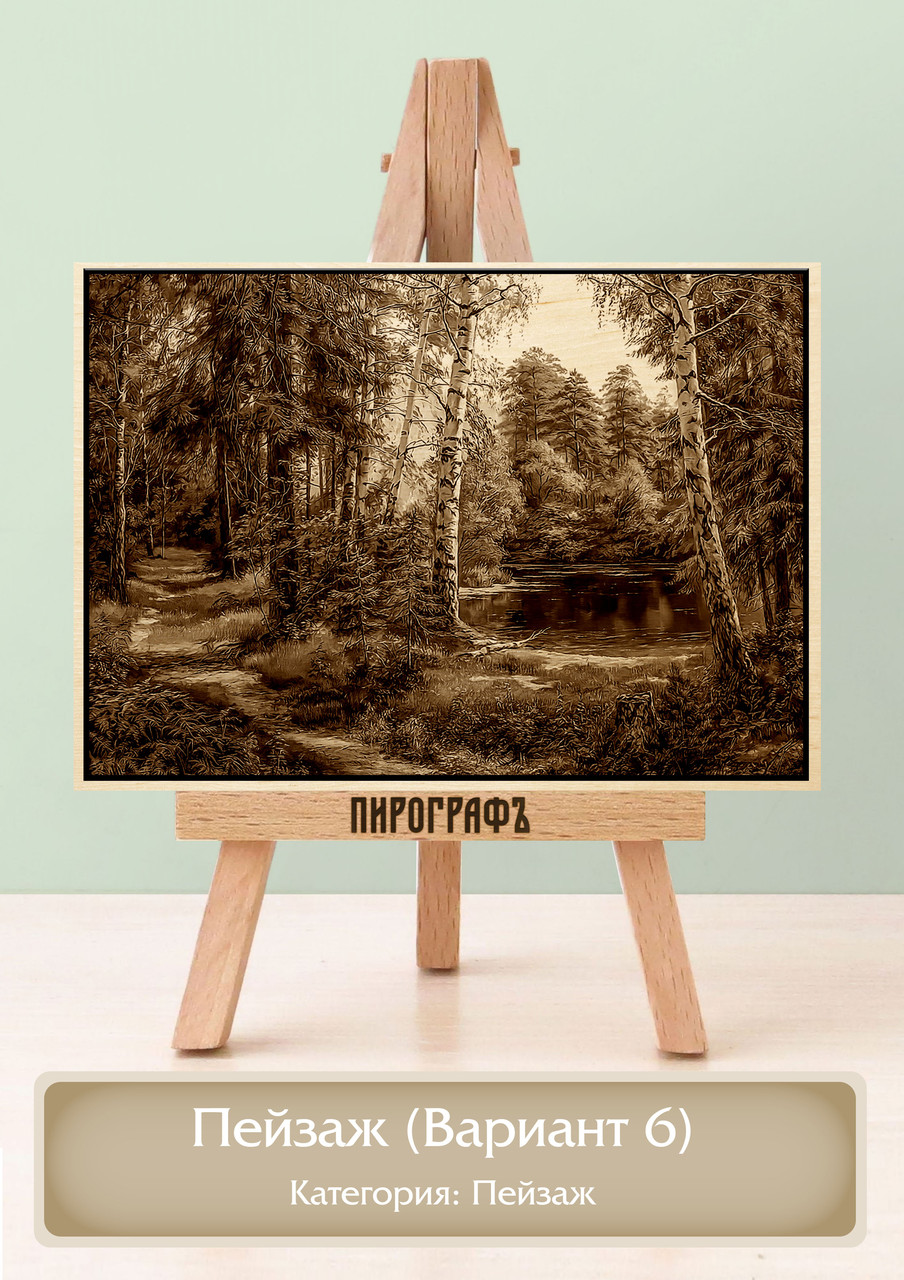 Картины и портреты (выжигание на холсте) Пейзаж (Вариант 6) А4 (21х30см).  деревянные под заказ