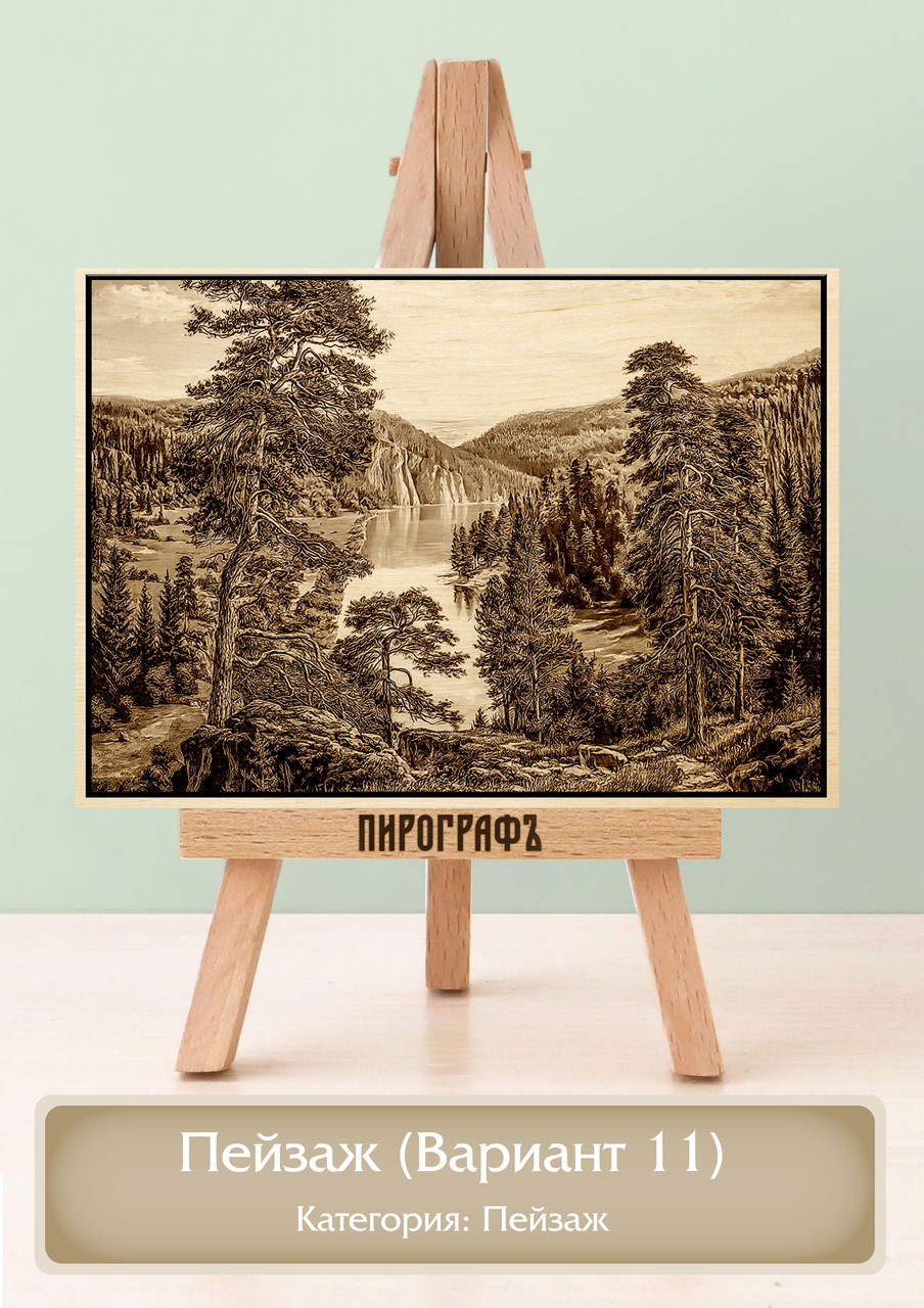 Картины и портреты (выжигание на холсте) Пейзаж (Вариант 11) А4 (21х30см).  деревянные под заказ