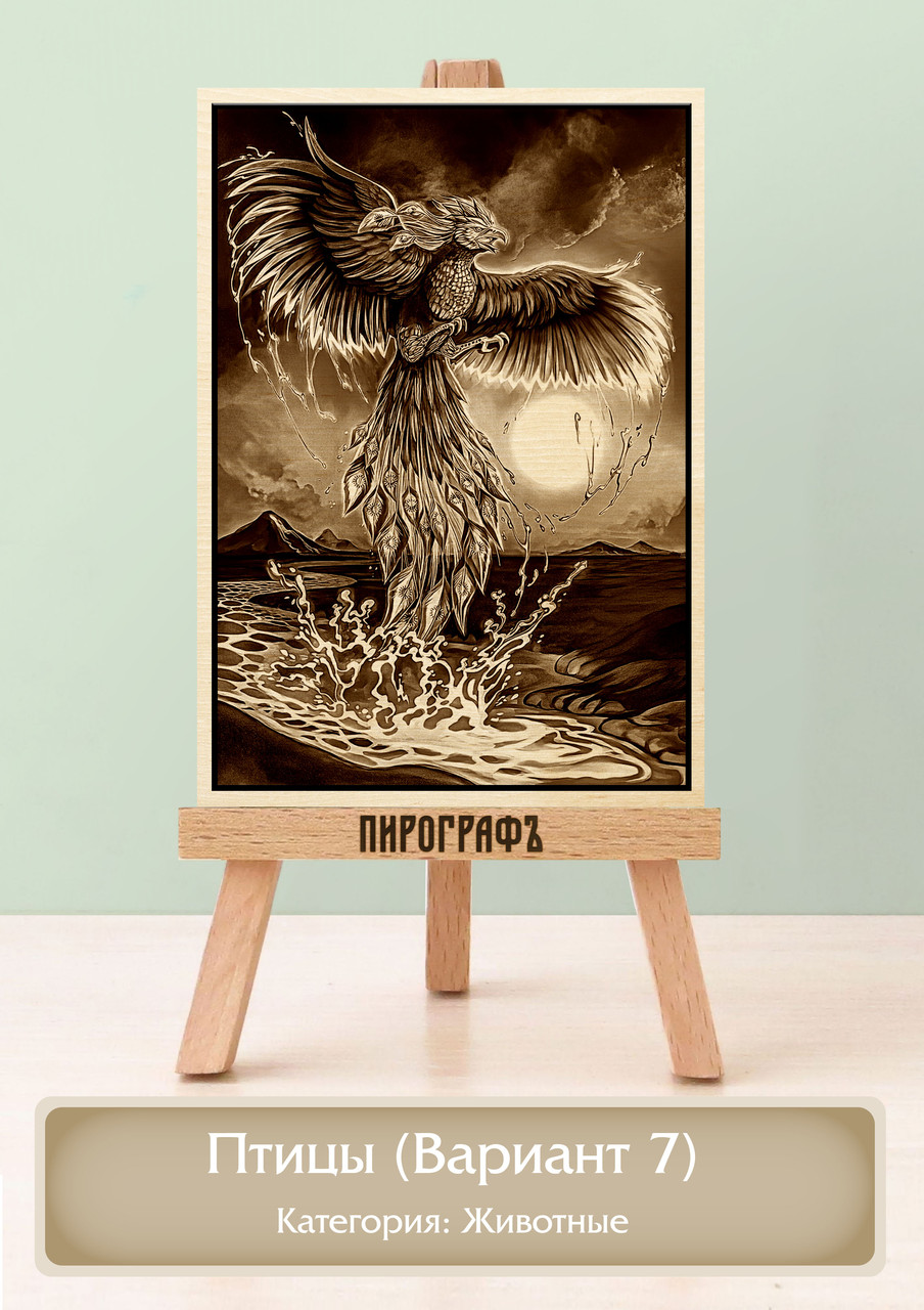 Картины и портреты (выжигание на холсте) Птицы (Вариант 7) А4 (21х30см).  деревянные под заказ