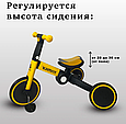 Велосипед-беговел детский 3в1 складной Belashimi желтый T801, фото 5
