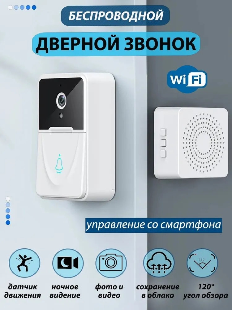 Умный беспроводной видеоглазок Mini Smart DOORBELL Wi-Fi управление (ночное видео, управление со смартфона) / - фото 6 - id-p204037745