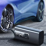 Портативный  автомобильный компрессор Air Pump с функцией Powerbank c LED-дисплеем (зарядка USB, емкость, фото 6