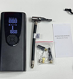 Портативный  автомобильный компрессор Air Pump с функцией Powerbank c LED-дисплеем (зарядка USB, емкость, фото 8