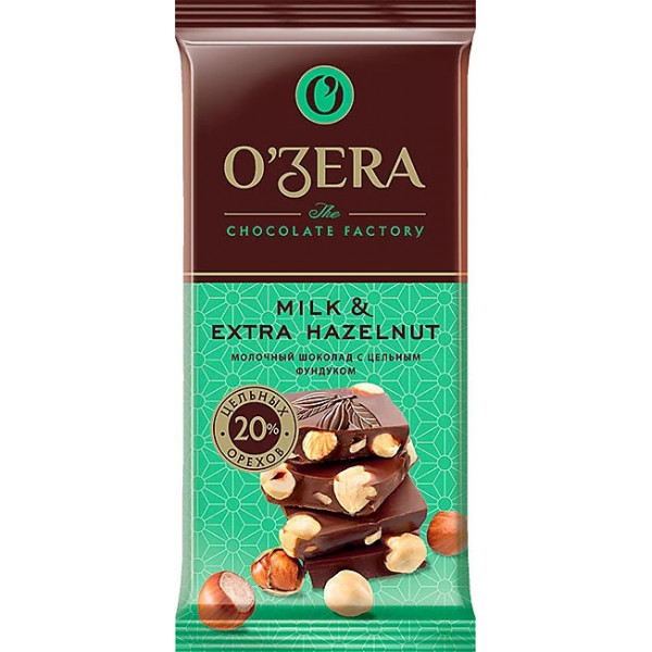 Шоколад молочный O`Zera Milk&Extra Hazelnuts с цельным фундуком 90г - фото 1 - id-p202260268