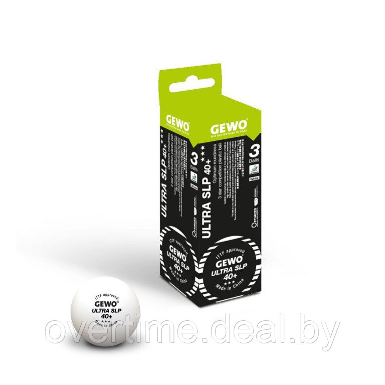 Мяч настольного тенниса GEWO Ball Ultra SLP 40+*** 3er white - фото 1 - id-p204048218