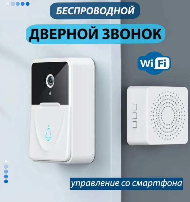 Умный беспроводной видеоглазок Mini Smart DOORBELL Wi-Fi управление (датчик движения, ночное видео, управление - фото 2 - id-p204049641