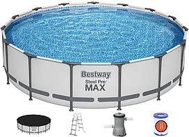 Бассейн Bestway каркасный Steel Pro Max 457х107см 56488, фильтр-насос (58386), картридж 58094, лестница, тент