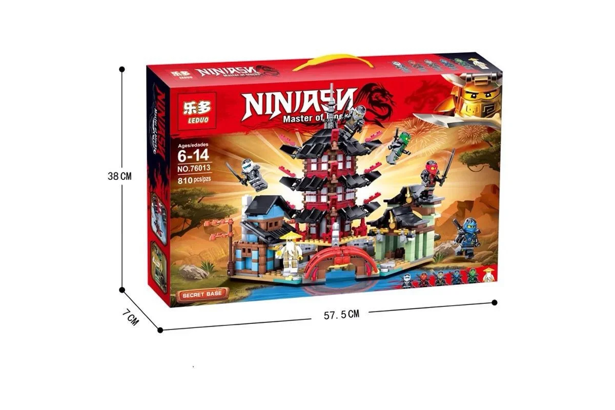 76013 Конструктор Leduo Ninjago Ниндзяго, замок дракона, 810 деталей, Храм Аэроджитсув нп - фото 3 - id-p204050887