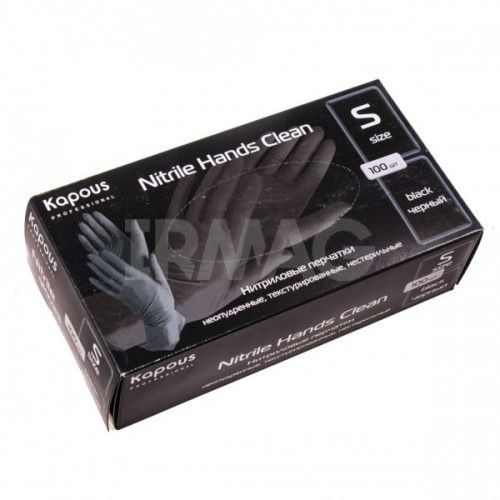 Нитриловые перчатки неопуд., текстур., нестерильные «Nitrile Hands Clean» Kapous, черные, 100 шт., M - фото 2 - id-p204055144