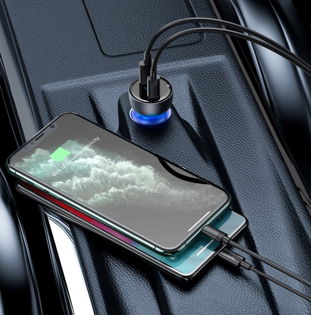 Автомобильное зарядное устройство в прикуриватель Car Charger USB+PD, 3.0 LED- дисплей / зарядка двух устройст - фото 3 - id-p204085775