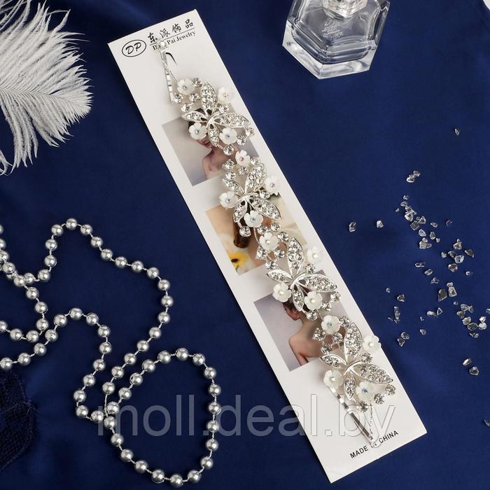 Аксессуар для волос "Глори" бабочки в цветах, 21 см, серебро - фото 2 - id-p203821164