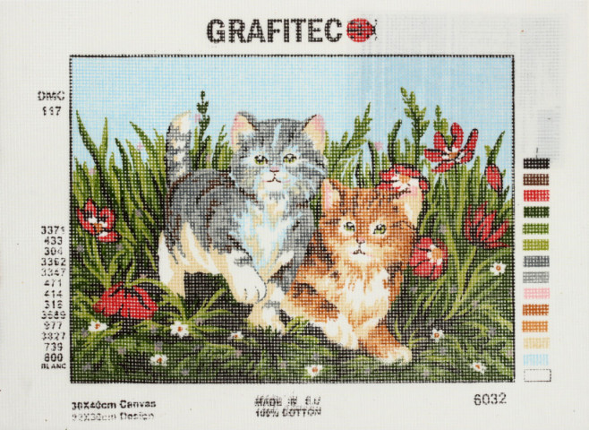 Набор для вышивания «Основа с рисунком» Grafitec 40*30 см, «Веселые котята»