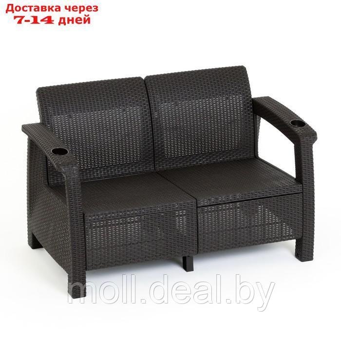 Комплект мебели: диван, 2 кресла, коричнего цвета - фото 2 - id-p204042658