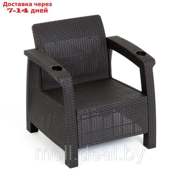 Комплект мебели: диван, 2 кресла, коричнего цвета - фото 4 - id-p204042658