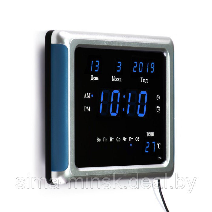 Часы электронные настенные, настольные, с будильником, 17 х 2.5 х 23 см, USB - фото 3 - id-p204090539