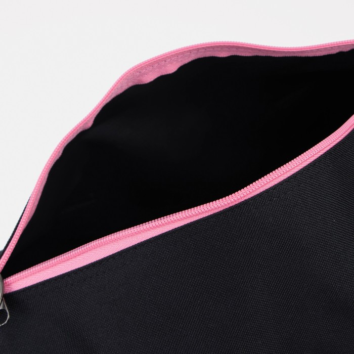 Сумка спортивная на молнии, длинный ремень, без подкладки, цвет чёрный/розовый - фото 3 - id-p204090588